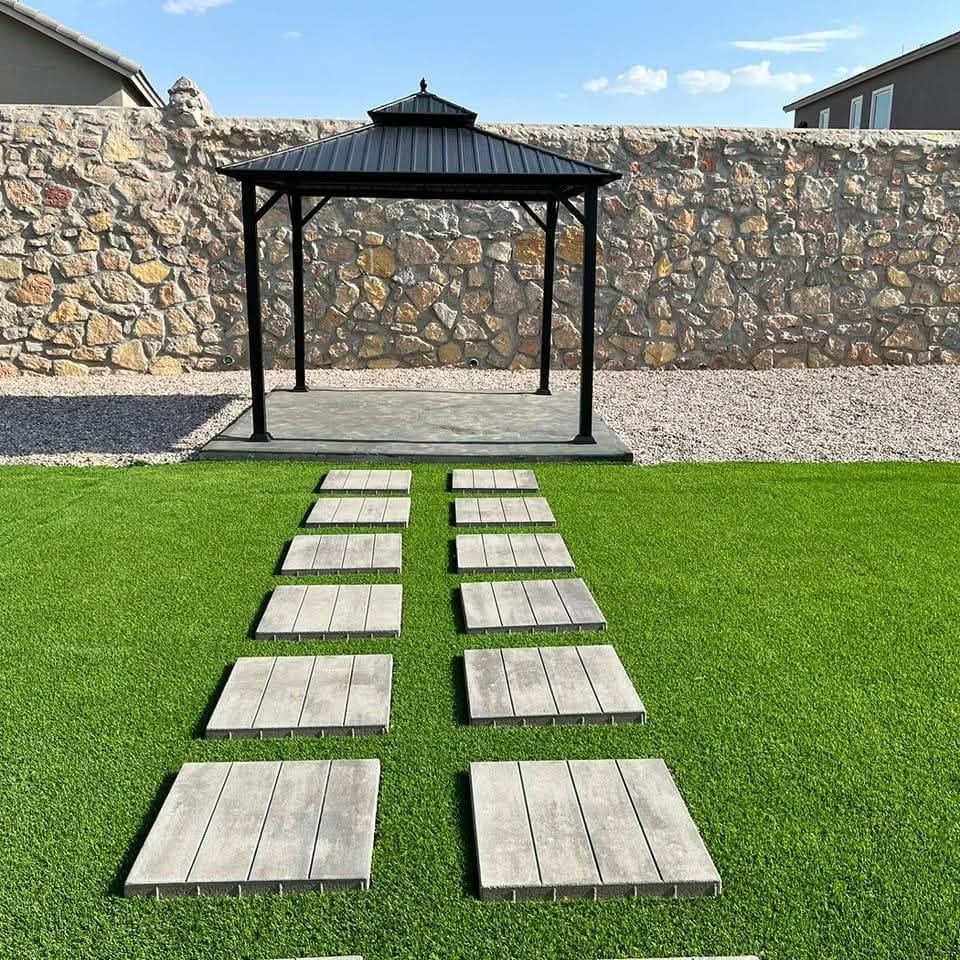 Gazebo and stepping stones